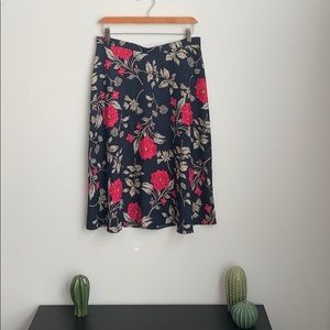 Van Heusen navy blue floral midi skirt